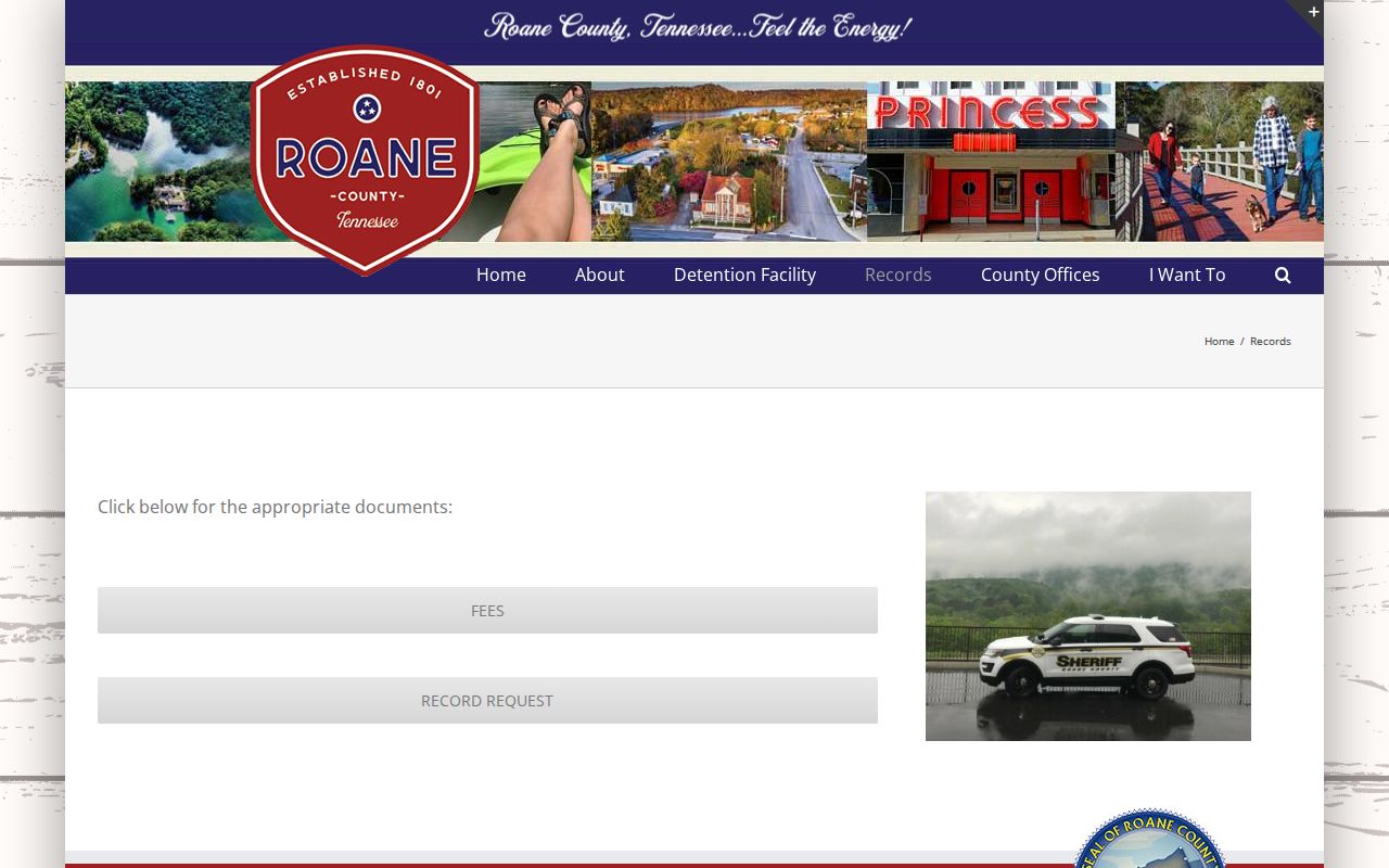 Roane County same-day release record request route