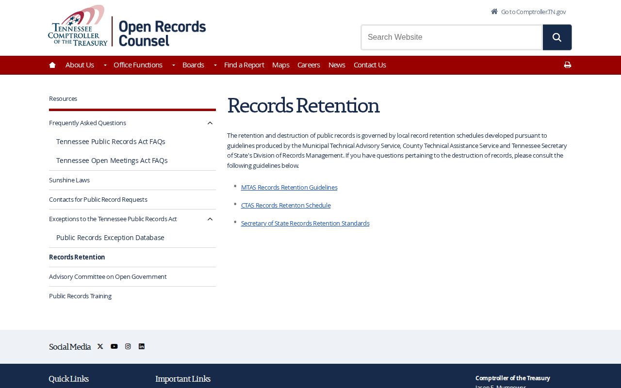 Roane County three-day release record retention guidance